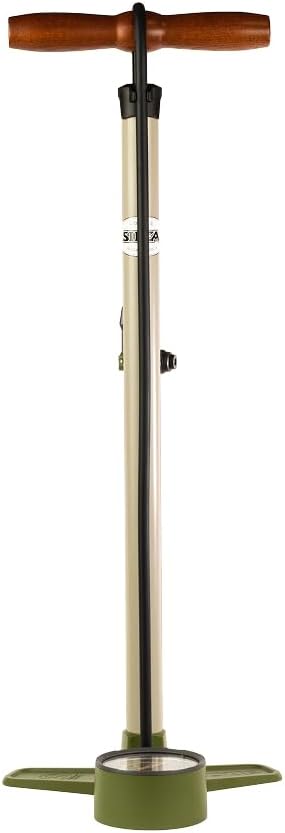 SILCA Terra Bike Floor Pump with Gauge – High Pressure Bicycle Pump for Presta & Schrader Valves – Gravel, Road & Tubeless Bike Tire Pump – Non-Linear 2-Stage Gauge, All-Metal Construction – 120 PSI