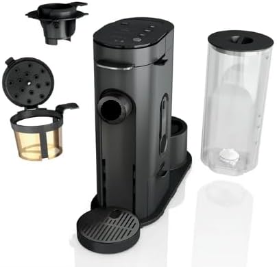 Single-Serve Pods or Grounds Hot and Iced Coffee Brewer with Rapid Cold Brew, 4 Brew Styles, Compact design and Storage, Removable reservoir 56 oz, Black PB045