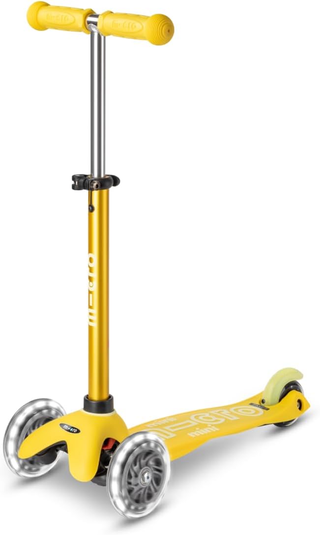 Micro Kickboard | Mini LED Kids Scooter for Ages 2-5 | Children up to 110 lbs | 3 Wheel Lean-to-Steer Design | Adjustable T Bar | Smooth Ride, Motion Activated PU LED Wheels | Swiss Design