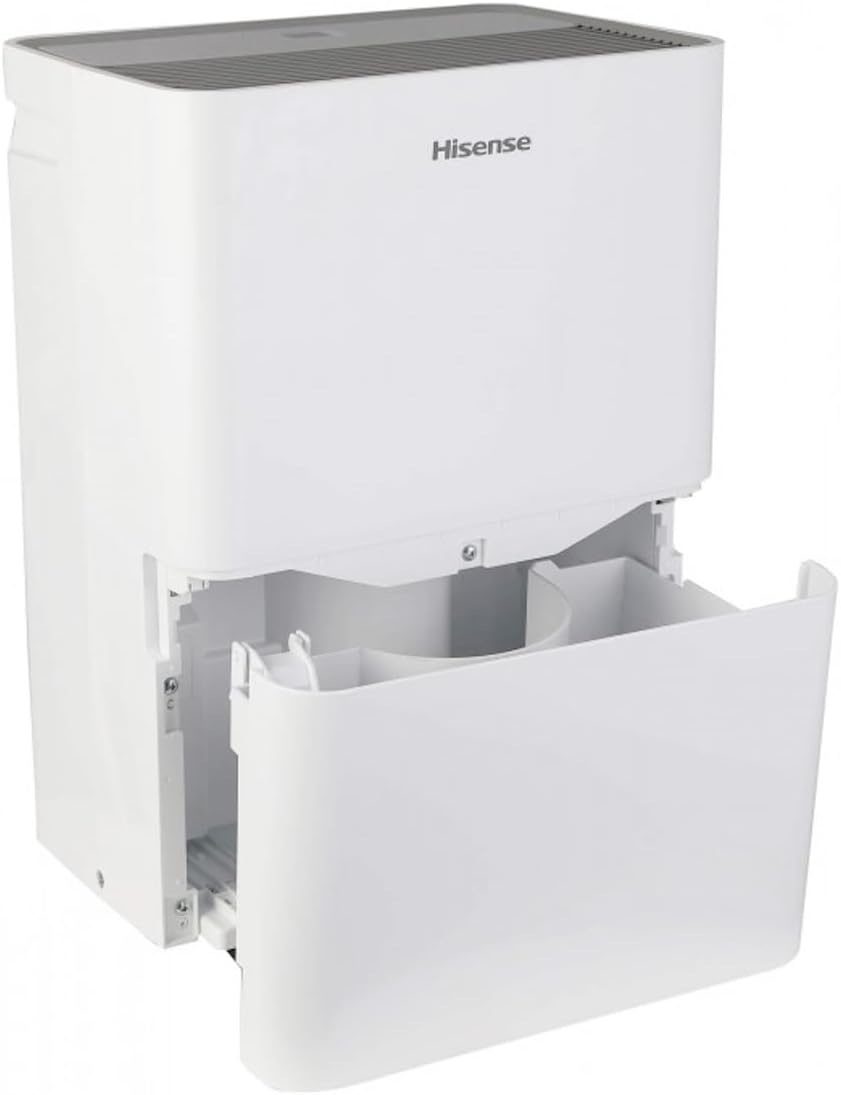 Hisense 35-Pint Dehumidifier, 3 Speed (Lo,Hi, Auto ), Noise Level 48 dB, Compact size, Auto shut-off, 115v, Up to 3000 sq ft, DH5022K1W - (Renewed)