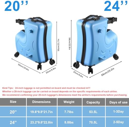 Riding Trolley for Kids, Toddler Luggage with Lock & Safety Belt, Wheels for Airplane Travel, Made of ABS+PC