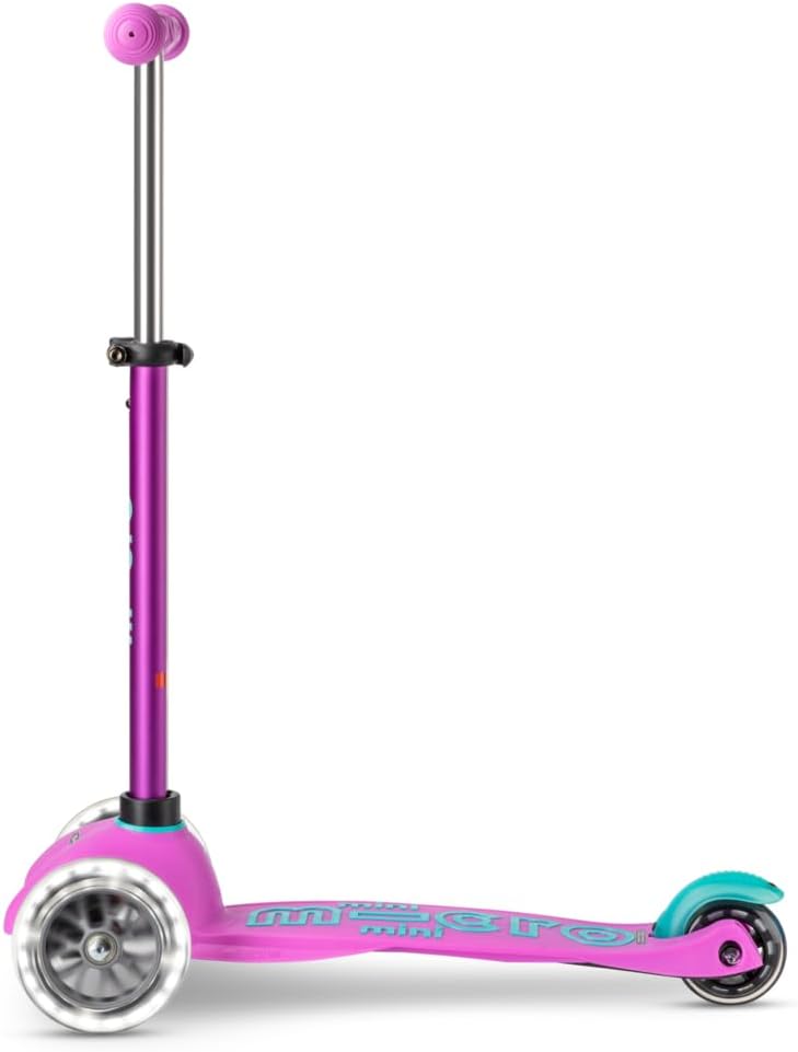 Micro Kickboard | Mini LED Kids Scooter for Ages 2-5 | Children up to 110 lbs | 3 Wheel Lean-to-Steer Design | Adjustable T Bar | Smooth Ride, Motion Activated PU LED Wheels | Swiss Design