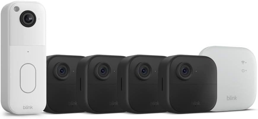 Blink Video Doorbell + Outdoor 4 XR – Wireless smart security cameras, two-year battery life, go up to 400 feet from your home with extended range. Sync Module XR included.