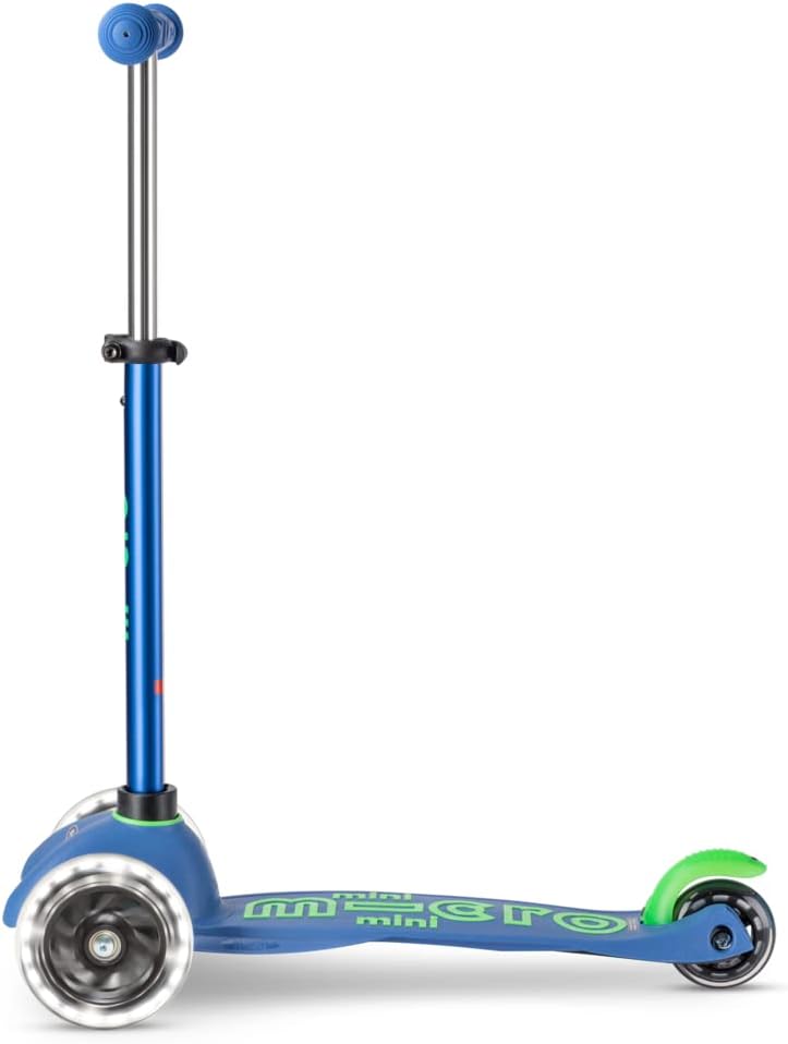 Micro Kickboard | Mini LED Kids Scooter for Ages 2-5 | Children up to 110 lbs | 3 Wheel Lean-to-Steer Design | Adjustable T Bar | Smooth Ride, Motion Activated PU LED Wheels | Swiss Design