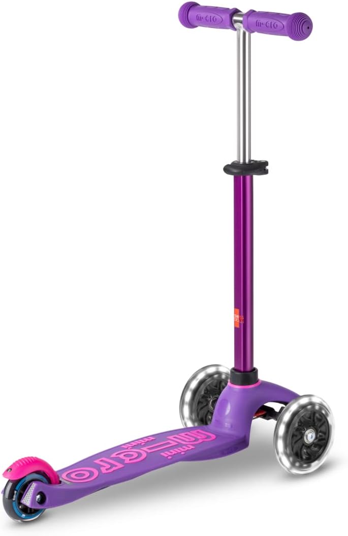Micro Kickboard | Mini LED Kids Scooter for Ages 2-5 | Children up to 110 lbs | 3 Wheel Lean-to-Steer Design | Adjustable T Bar | Smooth Ride, Motion Activated PU LED Wheels | Swiss Design