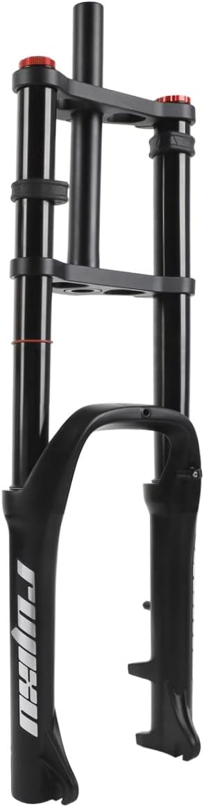 20 Inch Fat Fork 4.0' Tire Disc Brake Travel 140mm MTB Bike Air Suspension Fork 1-1/8' DH Rebound Adjustment QR Electric Bicycle Front Fork 9x135mm