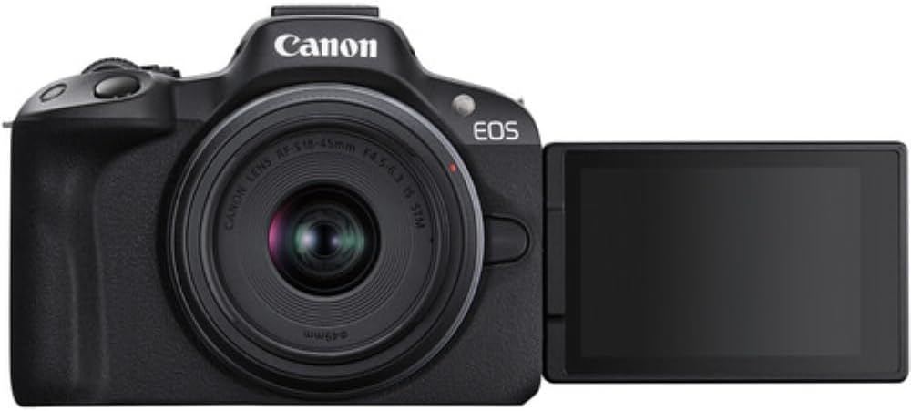 Canon EOS R50 Mirrorless Camera with 18-45mm Lens (Black) Bundle with 64GB Memory Card + Canon 200ES EOS Shoulder Bag (3 Items)
