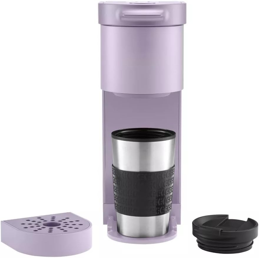 K-Mini Go Single-Serve Kcup Coffee Maker with Strong Brew, 42oz Reservoir, 8-12oz Brew Sizes, Portable Compact Design for Small Spaces, Travel, and Office Use (Violet)