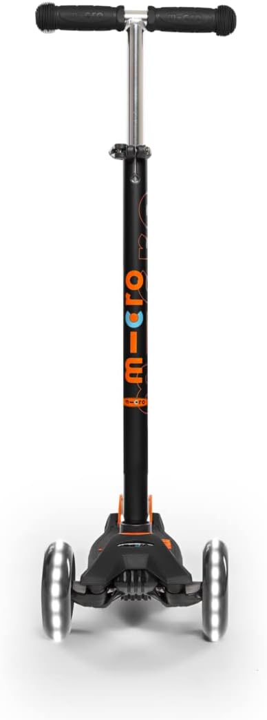 Micro Kickboard | Maxi LED Kids Scooter for Ages 5-12 | Children up to 110 lbs | 3 Wheel Lean-to-Steer Design | Adjustable T Bar | Smooth Ride, Motion Activated PU LED Wheels | Swiss Design