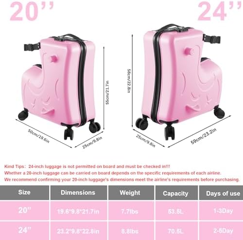 Riding Trolley for Kids, Toddler Luggage with Lock & Safety Belt, Wheels for Airplane Travel, Made of ABS+PC