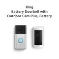 Ring Battery Doorbell, Satin Nickel with All-new Ring Outdoor Cam Plus Battery, White