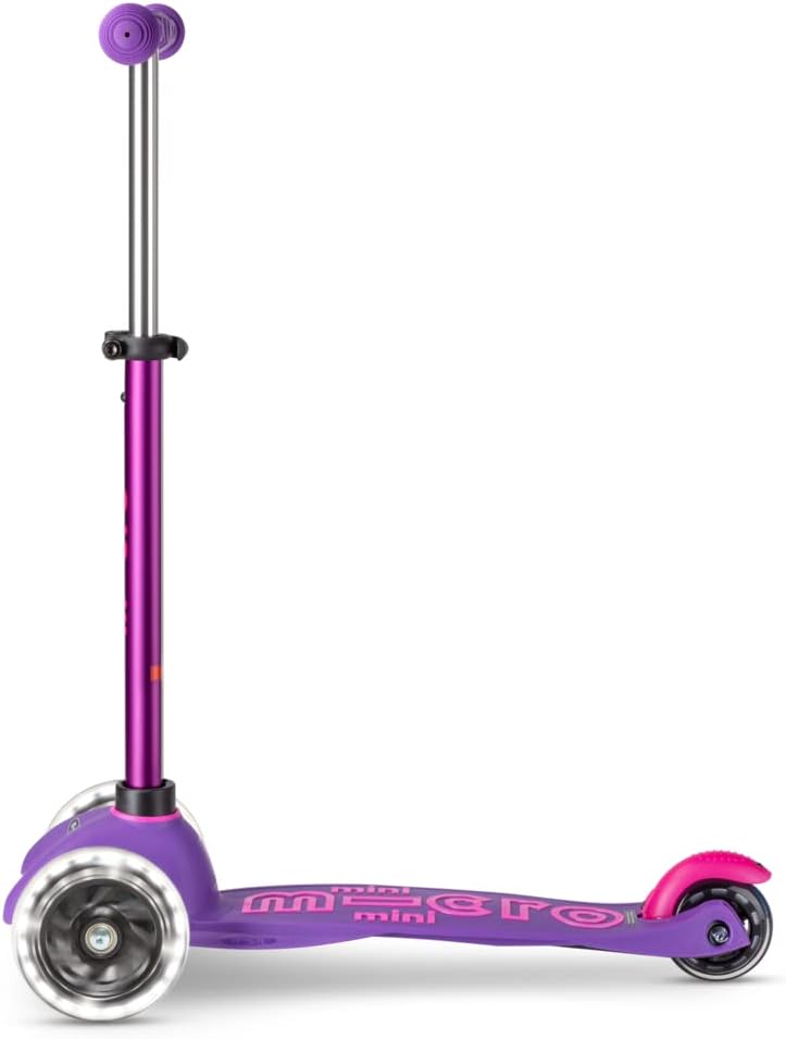 Micro Kickboard | Mini LED Kids Scooter for Ages 2-5 | Children up to 110 lbs | 3 Wheel Lean-to-Steer Design | Adjustable T Bar | Smooth Ride, Motion Activated PU LED Wheels | Swiss Design