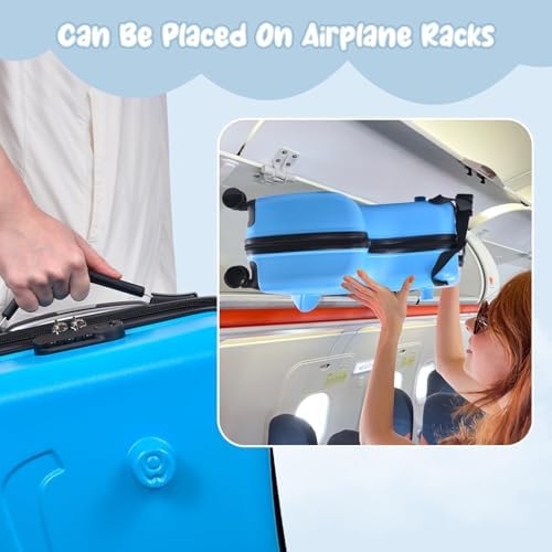 Riding Trolley for Kids, Toddler Luggage with Lock & Safety Belt, Wheels for Airplane Travel, Made of ABS+PC