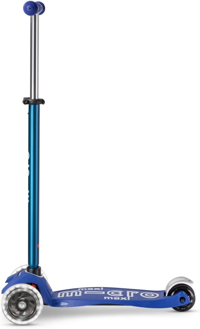 Micro Kickboard | Maxi LED Kids Scooter for Ages 5-12 | Children up to 110 lbs | 3 Wheel Lean-to-Steer Design | Adjustable T Bar | Smooth Ride, Motion Activated PU LED Wheels | Swiss Design