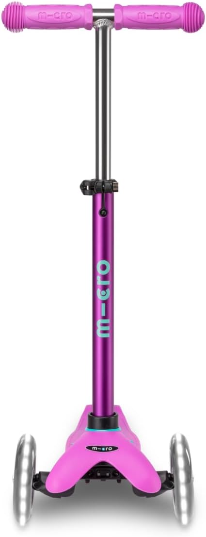 Micro Kickboard | Mini LED Kids Scooter for Ages 2-5 | Children up to 110 lbs | 3 Wheel Lean-to-Steer Design | Adjustable T Bar | Smooth Ride, Motion Activated PU LED Wheels | Swiss Design