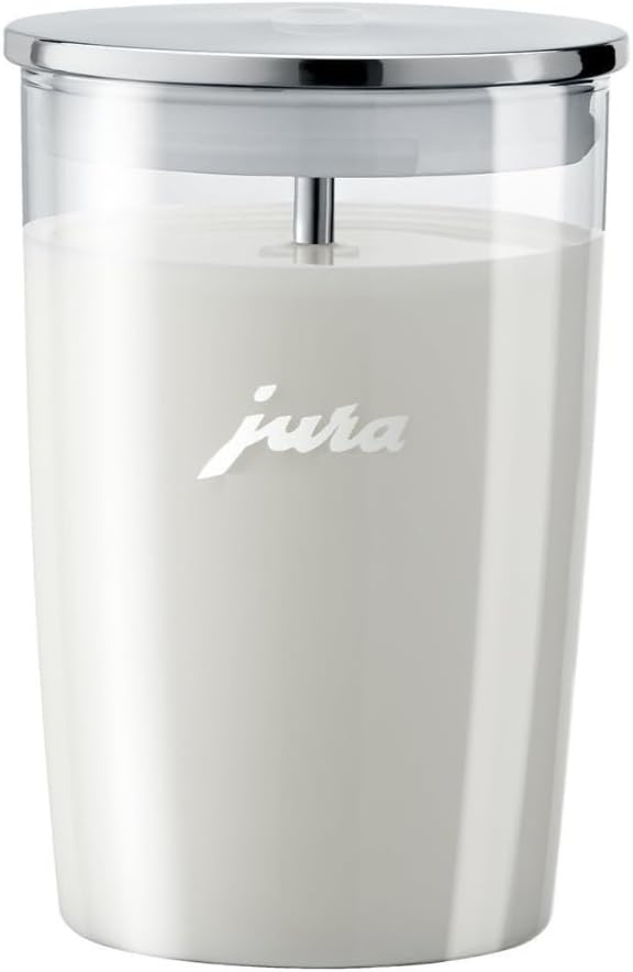 (Jura E6 Automatic, Affordable Espresso Machine with Programmable Coffee Strength (Platinum) Bundle with Smart Filter Cartridge, Cleaning Tablets, Coffee Beans Bag, and Glass Milk Container (5 Items)
