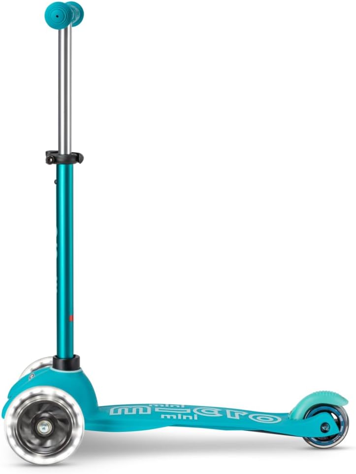 Micro Kickboard | Mini LED Kids Scooter for Ages 2-5 | Children up to 110 lbs | 3 Wheel Lean-to-Steer Design | Adjustable T Bar | Smooth Ride, Motion Activated PU LED Wheels | Swiss Design