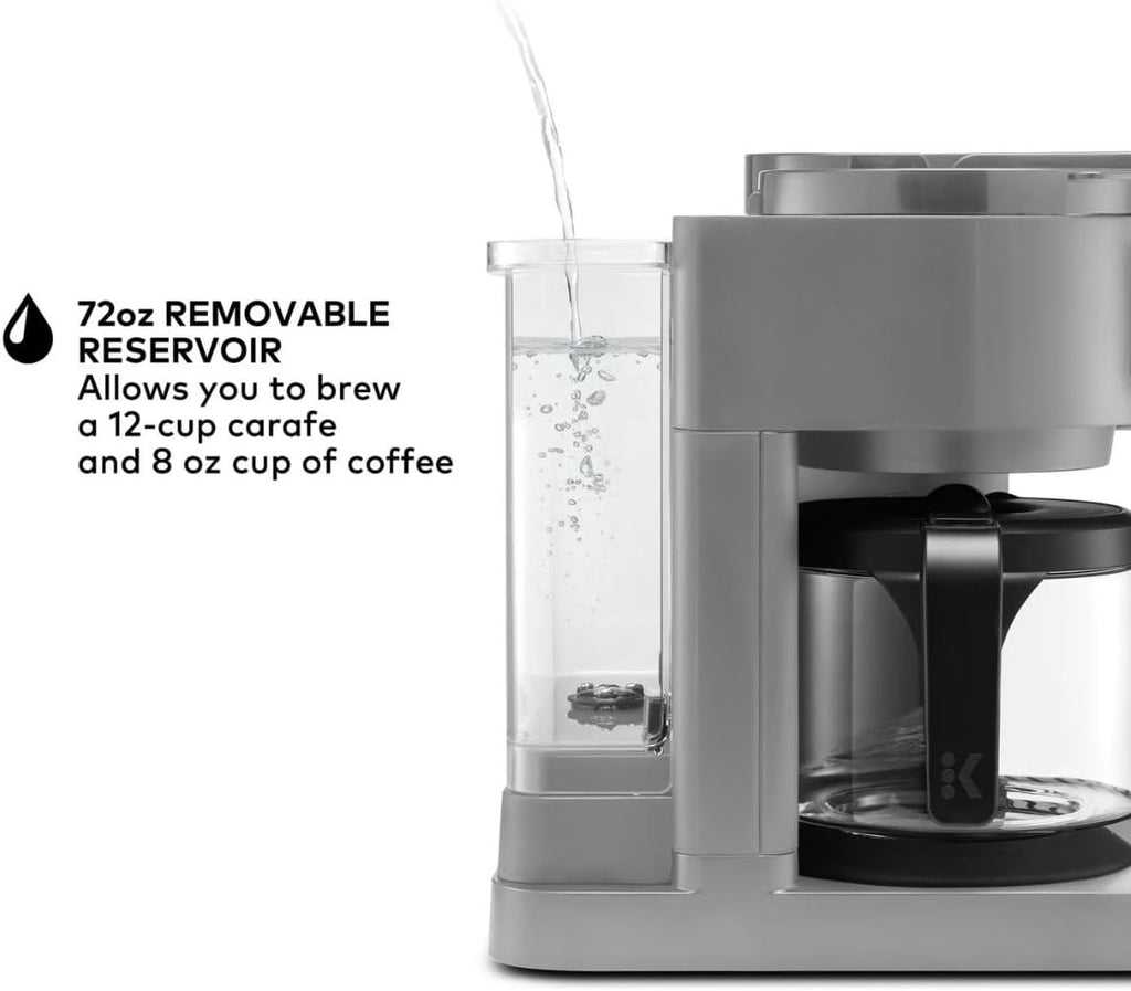 K-Duo Essentials, Hot & Iced Single-Serve Pod Coffee Maker & Carafe, 72 Oz Reservoir, Multiple Brew Sizes, Strong Brew Feature, Perfect for Hot and Iced Coffee (Moonlight Gray)