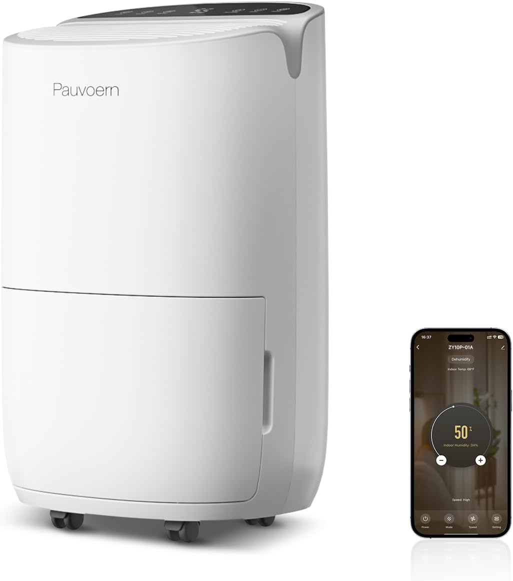 Energy Star Smart Dehumidifier for Home & Basement, Up to 2000 Sq. Ft, 35 Pints (95°F, 90% RH), 37dB Ultra Quiet with Sleep Mode, App Control, Child Lock & Continuous Drain Hose Included
