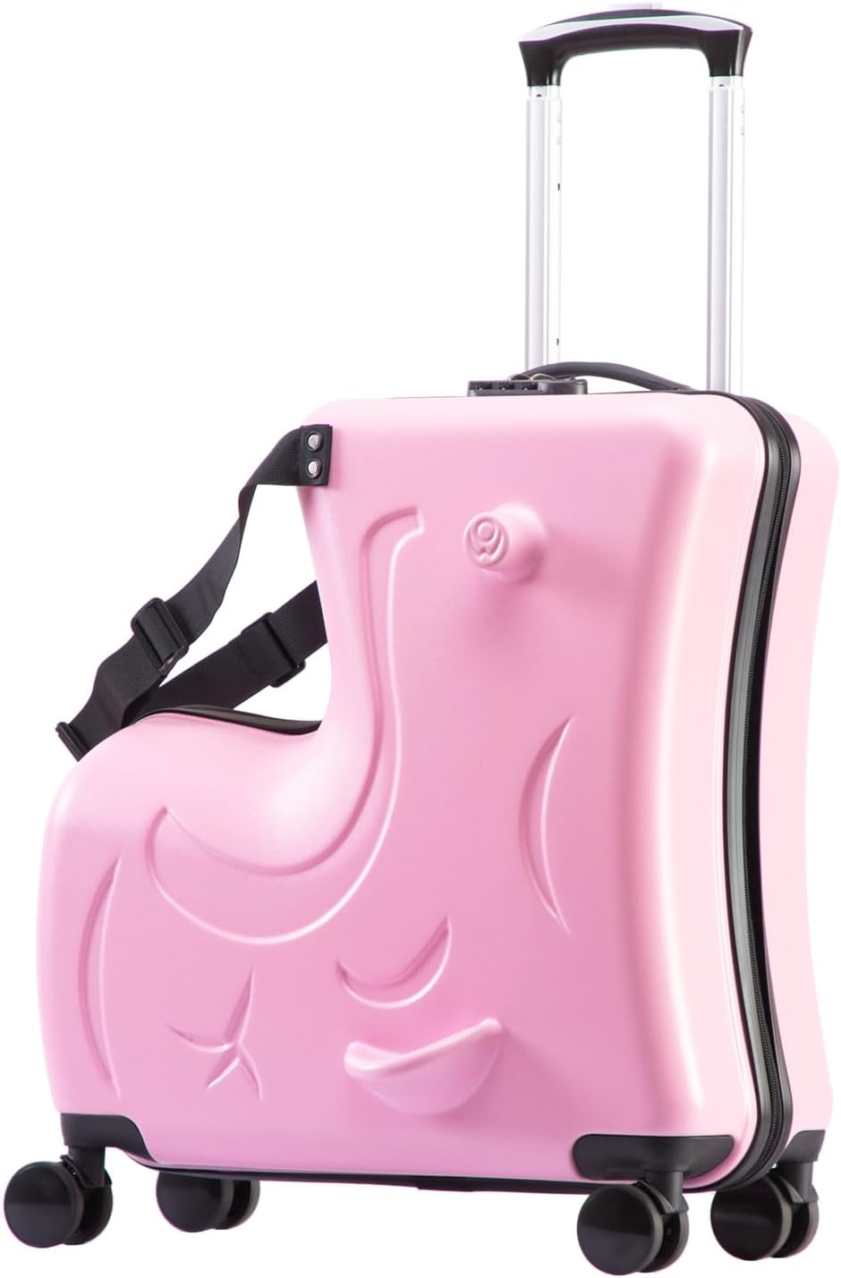 Kids Ride On Suitcase with TSA Lock, 20 Inch Carry On Luggage with Seat for Boys and Girls, Toddler Rideable Rolling Suitcase, Sit-on Travel Suitcase for Kids 3-8 Years Old