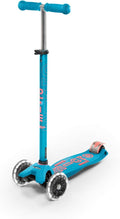Micro Kickboard | Maxi LED Kids Scooter for Ages 5-12 | Children up to 110 lbs | 3 Wheel Lean-to-Steer Design | Adjustable T Bar | Smooth Ride, Motion Activated PU LED Wheels | Swiss Design