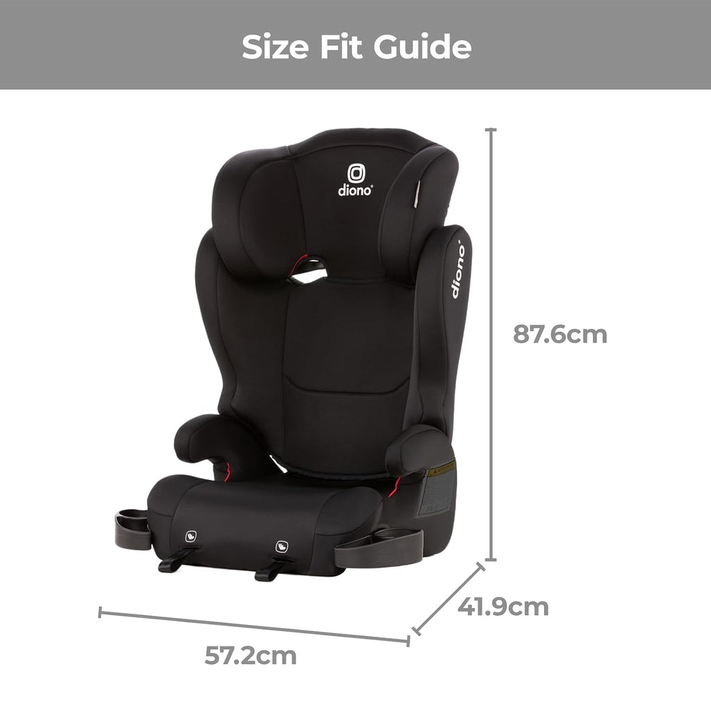 Diono Cambria LE, 2-in-1 Belt Positioning Booster Seat,Backless and High-Back Booster seat for Children from 40—120 lb,17' Wide,6 Headrest Positions,Lightweight with Latch,Black