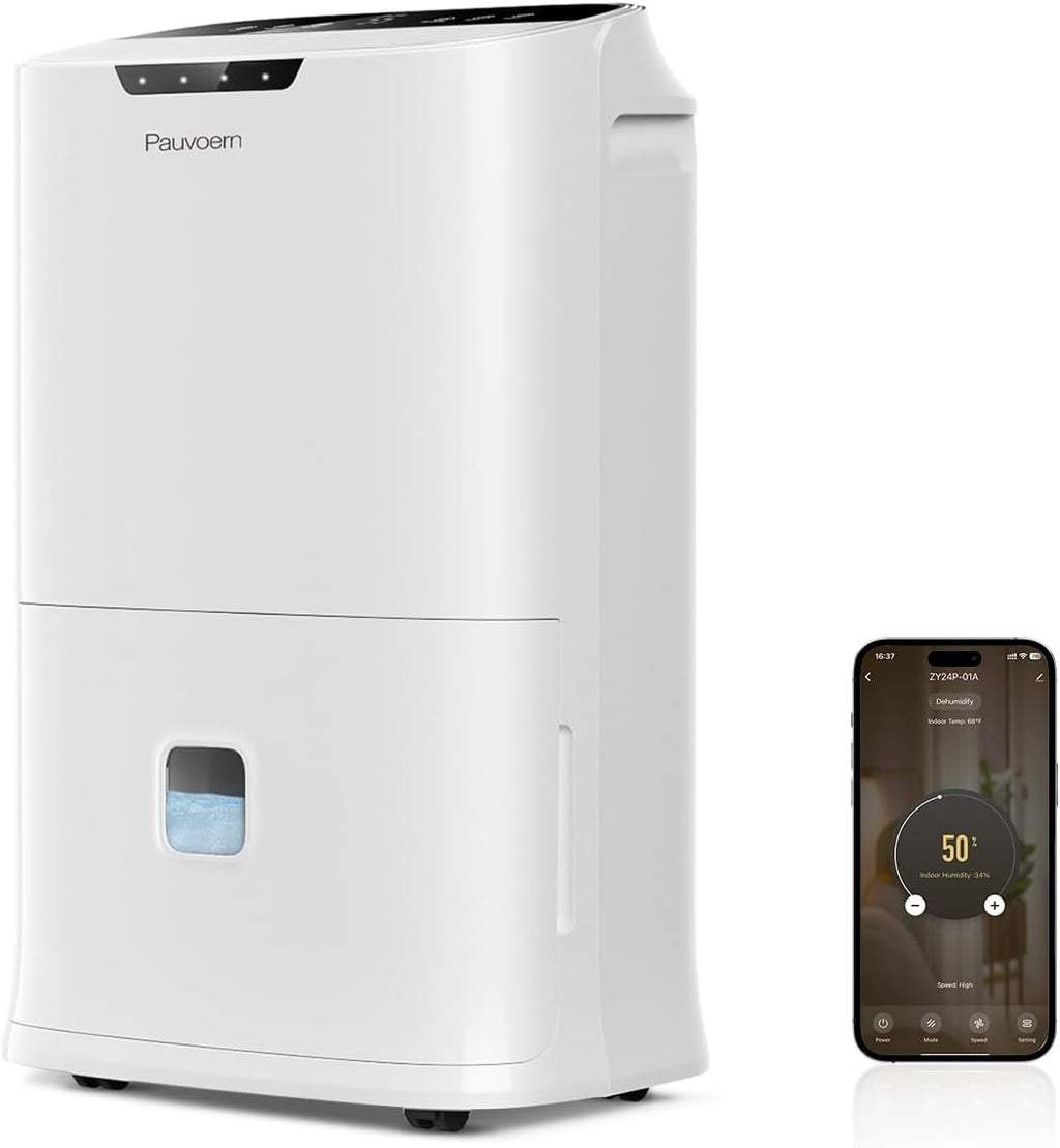 Energy Star 2024 Dehumidifier for Basement & Home, Up to 5500 Sq. Ft, 90 Pint Smart Wi-Fi Control, 1.45 Gal Tank with Drain Hose, 3 Modes, Auto Defrost, Timer & Child Lock