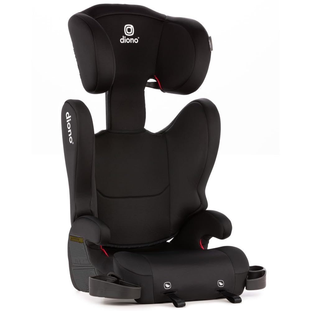 Diono Cambria LE, 2-in-1 Belt Positioning Booster Seat,Backless and High-Back Booster seat for Children from 40—120 lb,17' Wide,6 Headrest Positions,Lightweight with Latch,Black
