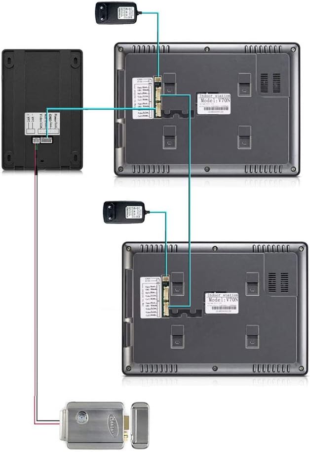 Wired Video Intercom Doorbell System 7 Inches LCD Monitor Video Door Phone Kits Support Monitoring, Unlock, Dual-Way Door Intercom Indoor Outdoor for Villa Home, 1-IR Camera 2-Color Screen
