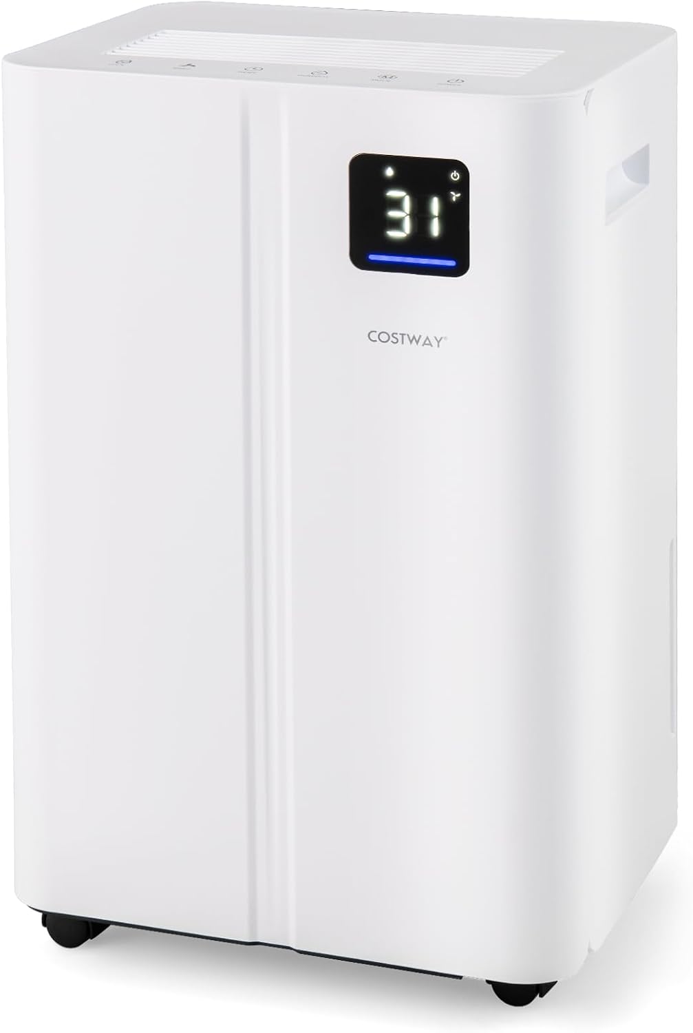 COSTWAY 54 Pints Dehumidifier for Basement, 4500 Sq.Ft Dehumidifier with 3 Modes, 24H Timer, LED Display, 3-Color Indicator Light, Child Lock, Drain Hose & Auto Defrost for Bathroom Bedroom