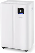 COSTWAY 54 Pints Dehumidifier for Basement, 4500 Sq.Ft Dehumidifier with 3 Modes, 24H Timer, LED Display, 3-Color Indicator Light, Child Lock, Drain Hose & Auto Defrost for Bathroom Bedroom
