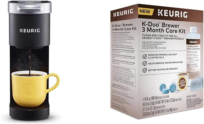 Keurig K-Mini Single Serve Coffee Maker, Black & K-Duo 3 Month Care Brewer Maintenance Kit