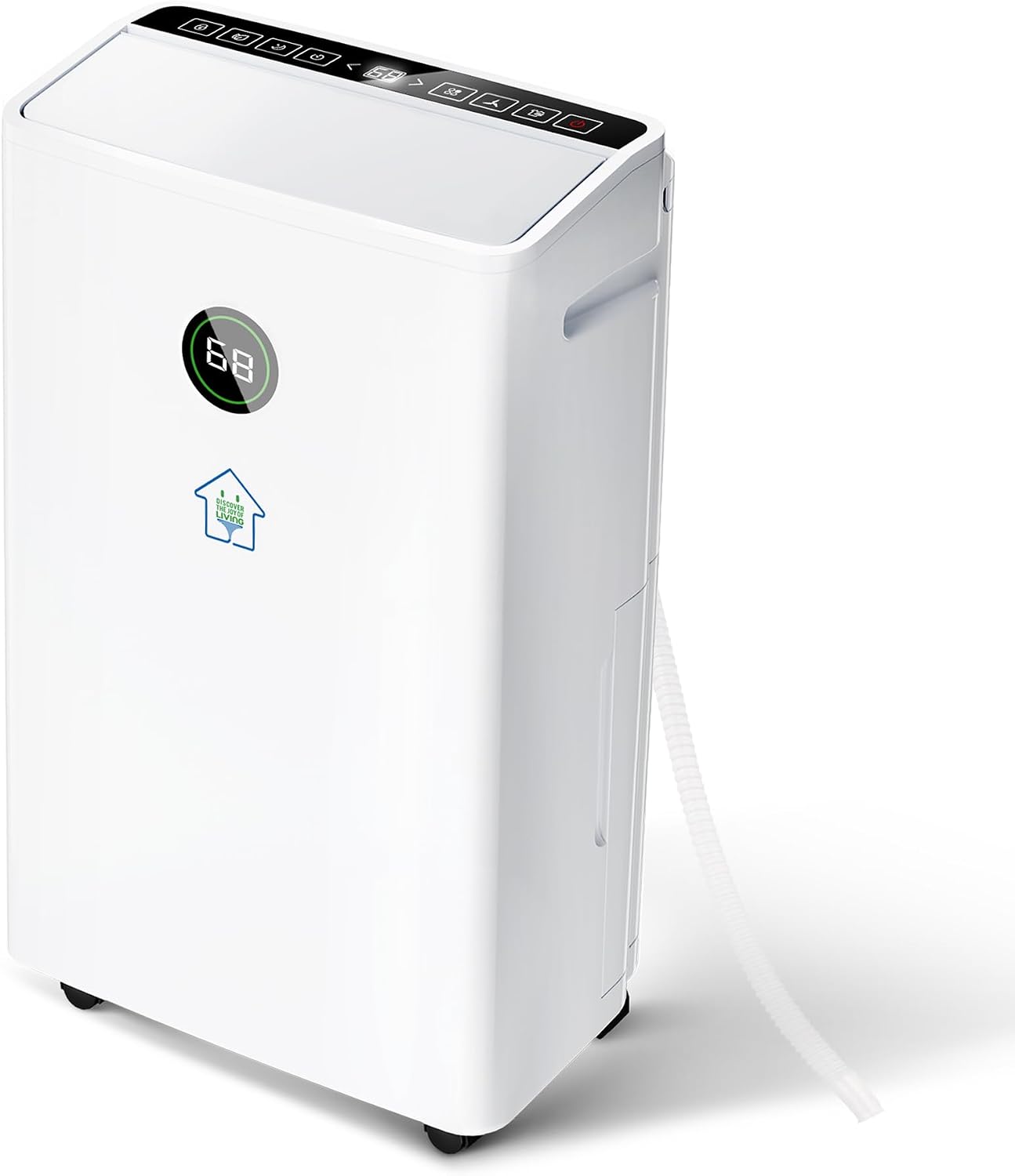 6,500 Sq. Ft Smart Dehumidifier for Basement With Drain Hose, 60 Pints Dehumidifiers for Home, Auto Defrost, Ideal for Large Room, Bathrooms & Bedrooms (White)