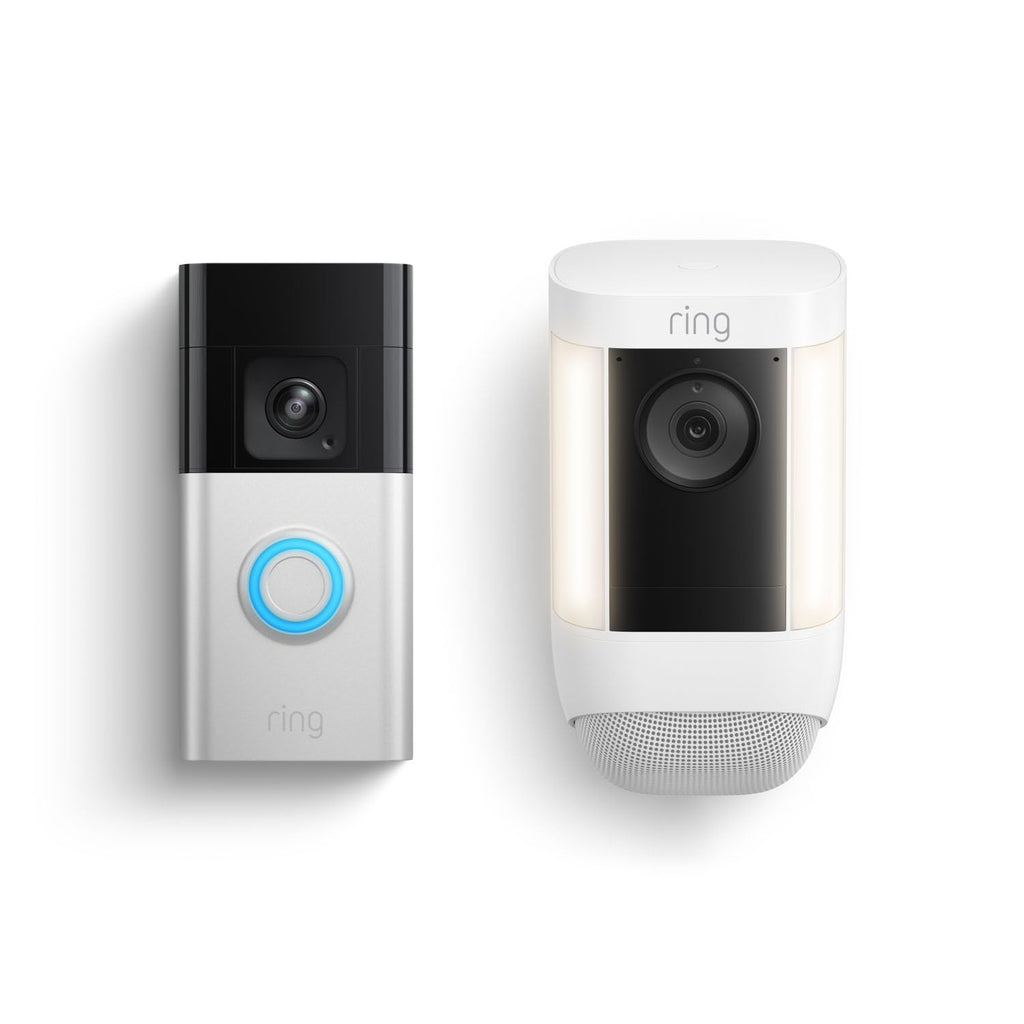 Ring Battery Doorbell Pro with Ring Spotlight Cam Pro, White