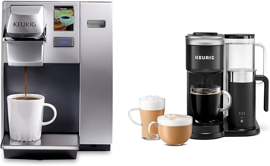 Keurig K155 Office Pro & K-Cafe SMART Single Serve K-Cup Pod Coffee Maker, Latte & Cappuccino Maker, 60 oz, Silver & Black