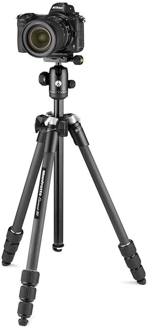 Manfrotto Element MII Mobile Bluetooth MKELMII4BMB-BH, Lightweight Aluminium Travel Tripod, with Carry Bag, Arca-Compatible Ball Head, Load up 8kg, for DSLRs, CSCs, Compact Cameras and Smartphones