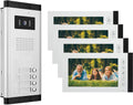 Wired Video Intercom System,7 Inch Ring Video Doorbell with IR Night Vision,HD Camera Kits,IR Outdoor Camera,Dual-Way Intercom for Villa Home Office Apartment (1 Bell +4 Monitor)