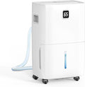 80 Pint Dehumidifier - Up to 5,000 Sq Ft, for Basement, Bedroom, Bathroom, Living Room, Home, Garage | 3 Fan Speeds, Smart Humidity Control, Auto Drain, Easy Move Wheels