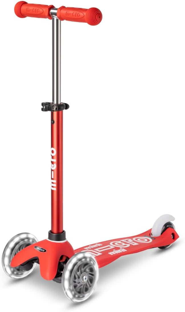 Micro Kickboard | Mini LED Kids Scooter for Ages 2-5 | Children up to 110 lbs | 3 Wheel Lean-to-Steer Design | Adjustable T Bar | Smooth Ride, Motion Activated PU LED Wheels | Swiss Design