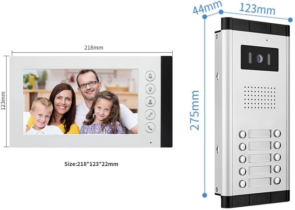 ANJIELO SMART Wired Video Intercom System,7 Inch Ring Video Doorbell with IR Night Vision,HD Camera Kits,IR Outdoor Camera,Dual-Way Intercom for Villa Home Office Apartment (1 Bell +2 Monitor)