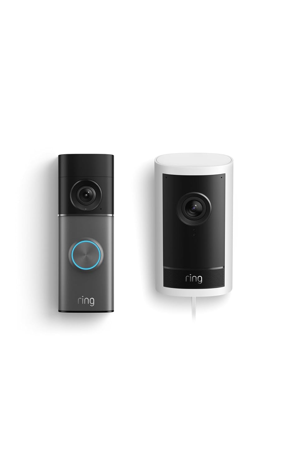 Ring Wired Doorbell Pro (Newest Model), Deep Silver with Outdoor Cam Pro, Plug-In White