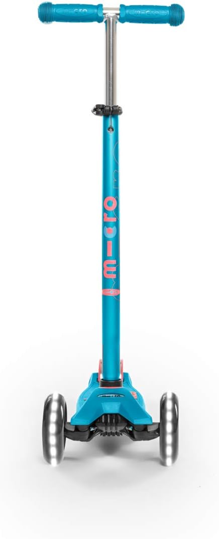 Micro Kickboard | Maxi LED Kids Scooter for Ages 5-12 | Children up to 110 lbs | 3 Wheel Lean-to-Steer Design | Adjustable T Bar | Smooth Ride, Motion Activated PU LED Wheels | Swiss Design