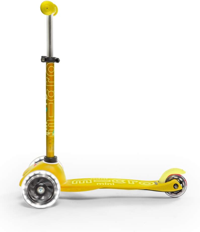 Micro Kickboard | Mini LED Kids Scooter for Ages 2-5 | Children up to 110 lbs | 3 Wheel Lean-to-Steer Design | Adjustable T Bar | Smooth Ride, Motion Activated PU LED Wheels | Swiss Design