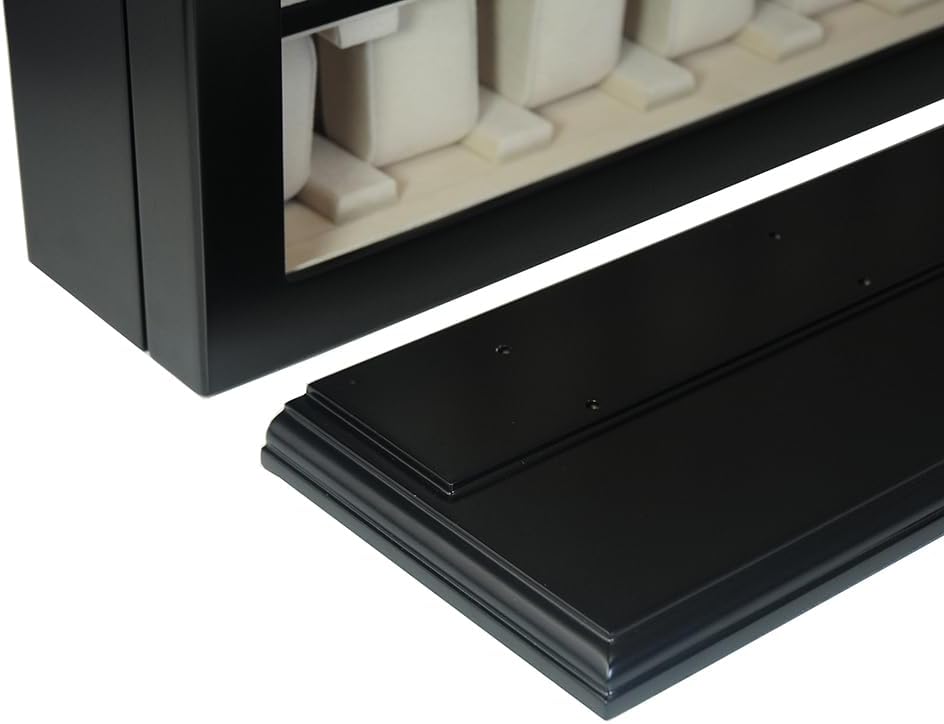 TIMELYBUYS 30 Piece Black Wood Watch Display Wall Hanging Case and Storage Organizer Box and Stand for Oversized Watches