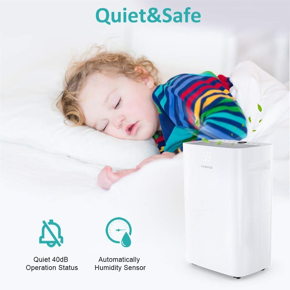 Kesnos 4500 Sq. Ft Dehumidifier for Home with Drain Hose -Ideal for Basements, Bedrooms, Bathrooms, Laundry Rooms -with Intelligent Control Panel, Front Display, 24 Hr Timer and 0.69 Gallon Water Tank