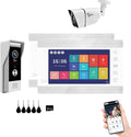 Video Apartment Doorbell Intercom,1080P HD Touch Screen Monitor,Outdoor Camera Doorbell Camera,Ring Doorbell Wired,TUYA,Night Vision,Two-Way Audio,Video Intercom (1 Bell+2 white Monitor + 1C)