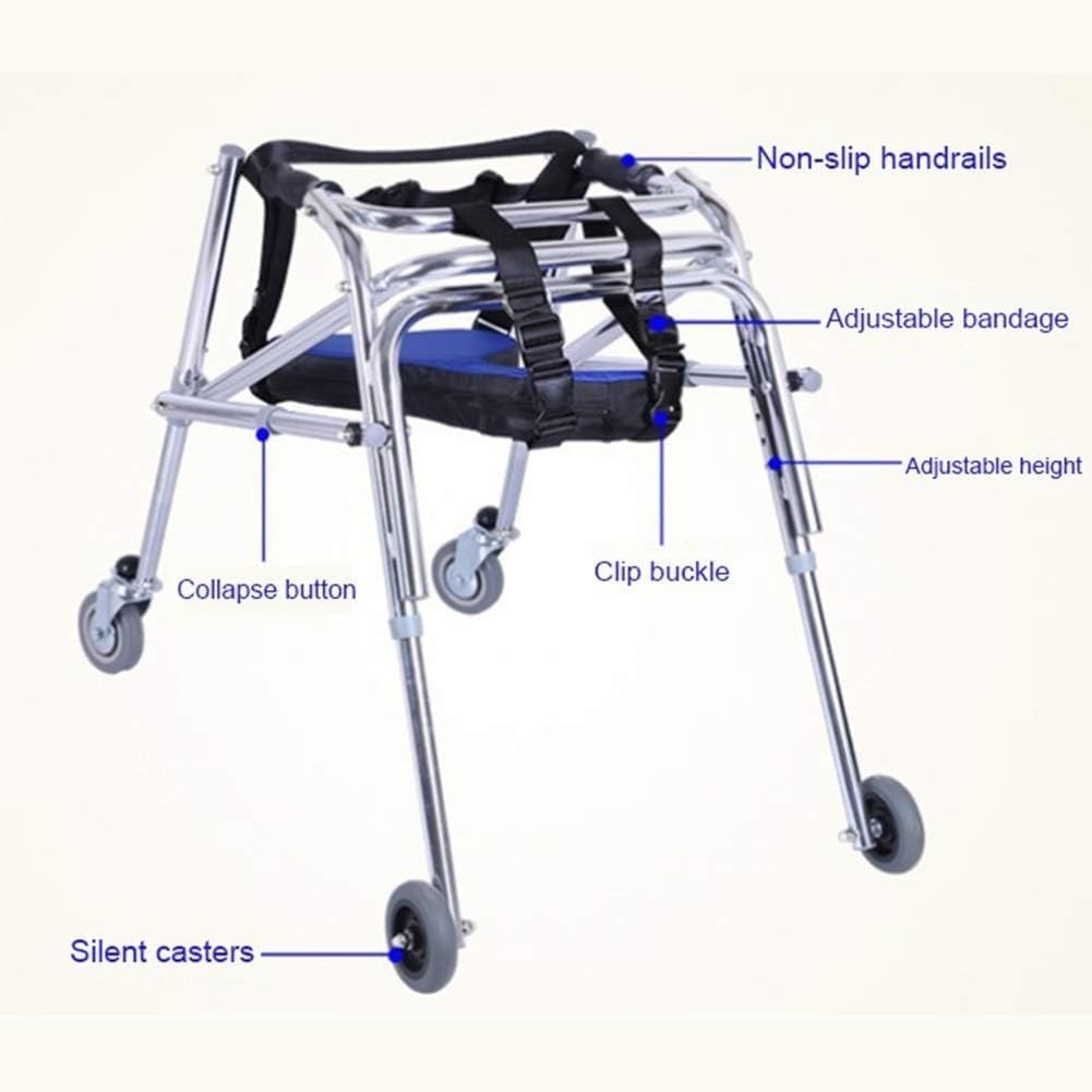 Walking Aid with Seat Wheel Height Adjustable Children's Standing Frame with Seats Suitable for Children with Cerebral Palsy Disabled Walkers