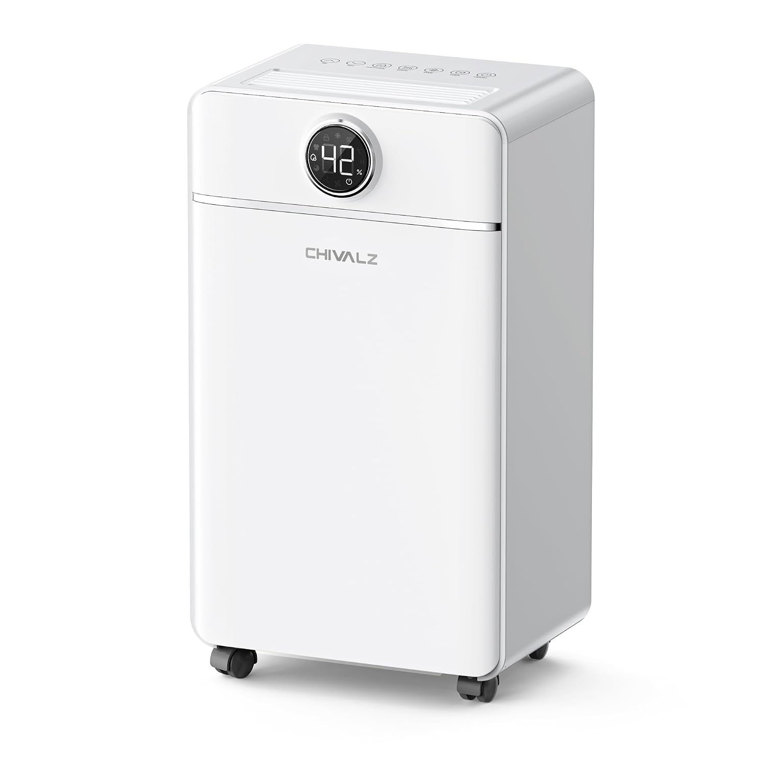 CHIVALZ 1800 Sq.Ft Dehumidifier for Basement, Quiet Dehumidifier for Home, Bedroom, Bathroom, Humidity Display, with Drain Hose, Auto Shut Off, 3 Modes, Timer, Auto Defrost, Child Lock, White 1Pack