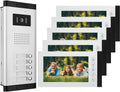 Wired Video Intercom System,7 Inch Ring Video Doorbell with IR Night Vision,HD Camera Kits,IR Outdoor Camera,Dual-Way Intercom for Villa Home Office Apartment (1 Bell +5 Monitor)
