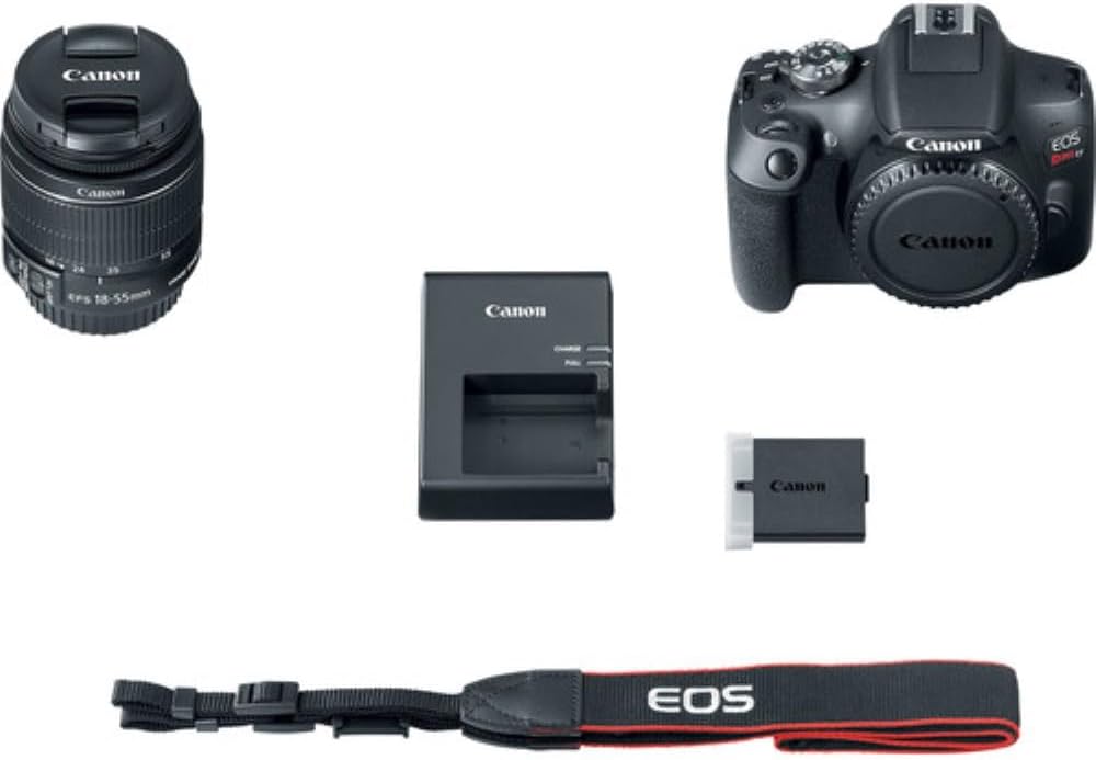 Canon EOS Rebel T7 DSLR Camera with 18-55mm Lens Bundled with 64GB Memory Card + Camera Bag + 58mm UV Filter + Microfiber Cleaning Cloth (5 Items)